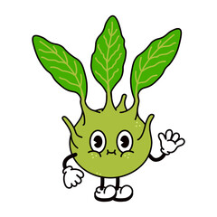 Cute funny brussels sprouts waving hand character. Vector hand drawn traditional cartoon vintage, retro, kawaii character illustration icon. Isolated on white background. Cabbage character concept