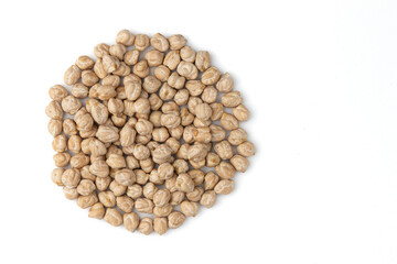 heap chickpeas on white background, top view