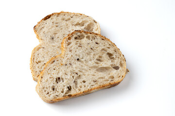 slices of bread isolated on white background, top view