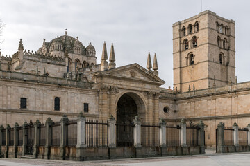 Zamora Romanesque cathedral and bell towers. Spain