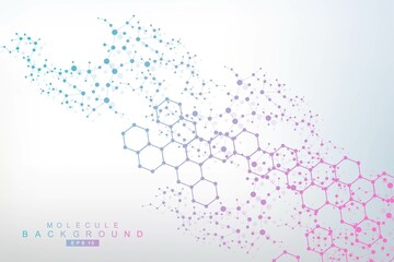 Structure molecule and communication. Dna, atom, neurons. Scientific concept for your design. Connected lines with dots. Medical, technology, chemistry, science background. Vector illustration