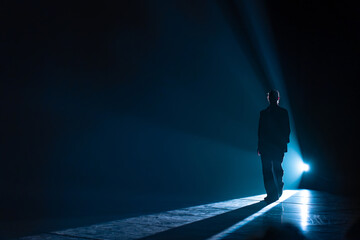 une silhouette humaine qui sort de la lumière