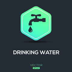 Creative (Drinking Water) Icon, Vector sign.