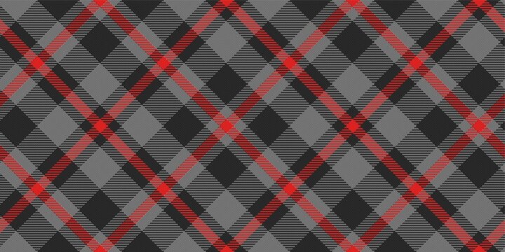 fabric repeatable diagonal modern  texture of bright red checkered lines on black gray squares pattern background for gingham, plaid, tablecloths, shirts, tartan, clothes, dresses, bedding, blankets