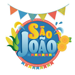 Saint John Sao Joao party  vector illustration. Traditional Brazilian celebration in June.