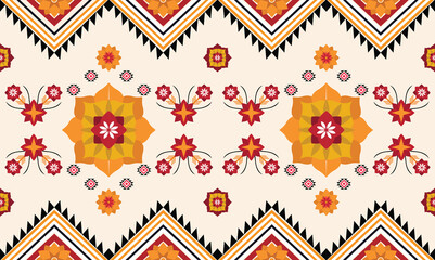 Geometric ethnic flower pattern for background,fabric,wrapping,clothing,wallpaper,Batik,carpet,embroidery style.