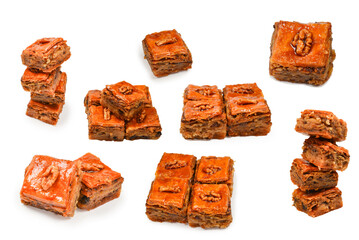 Tasty baklava isolated on white background.