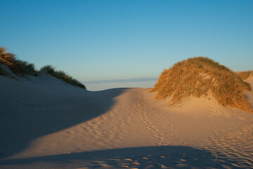 Aufgang zum Strand in der sommerlichen Abendsonne - Licht und Schatten