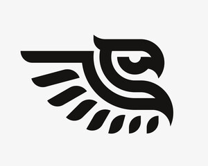 Winged griffin modern logo. Heraldic gryphon emblem design editable for your business. Vector illustration.