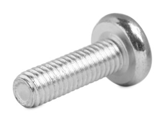 One metal machine screw bolt isolated on white