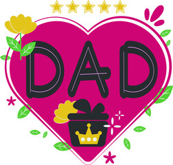 Happy Father's Day Card Heart Flat Icon Vector Symbol Sticker Illustration Design
