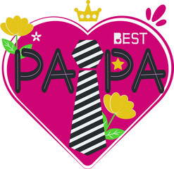 Happy Father's Day Card Heart Flat Icon Vector Symbol Sticker Illustration Design
