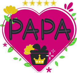 Happy Father's Day Card Heart Flat Icon Vector Symbol Sticker Illustration Design
