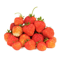 Ripe garden strawberries on a white background, organic berries.