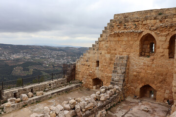 Fototapeta premium Ajloun, Jordan - Historical Ajloun castle (muslim building built by Salah Al-Din Al-Ayyubi)