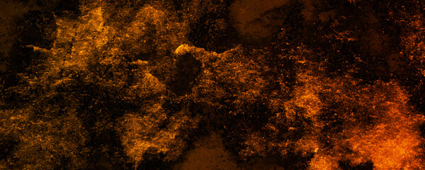 Abstract grunge textured dark gold and orange color abandoned old concrete wall surface background distressed vintage grunge in faded gold spotlight design, abstract textured design from dark to light