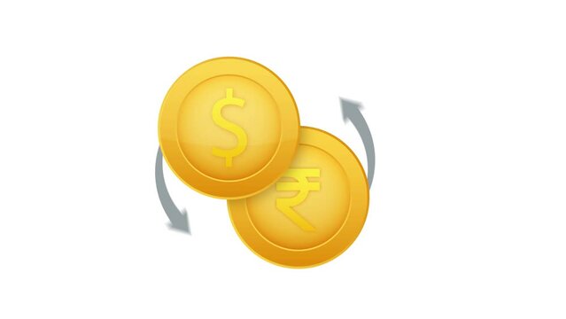 Money exchange icon. Banking sign. Rupee and Dollar Cash transfer symbol. Motion graphics 4k