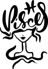 Zodiac sign Pisces girl sketch. Abstract vector illustration.