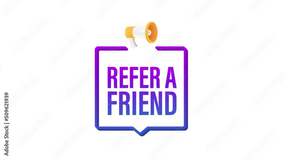 Sticker Refer a friend. Business success. Motion graphics 4k