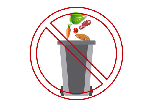 Prohibido tirar comida a la basura. Prohibido desperdiciar alimentos. Reciclaje de alimentos
