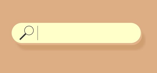 Search here. Search bar for ui. Search bar vector icons in flat design, isolated beige . Vector illustration