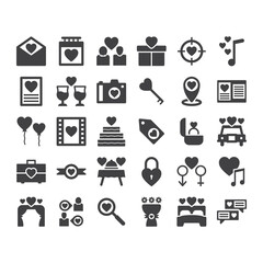 Love And Wedding Icon Set Sign Symbol