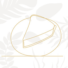 pie drawing by one continuous line, on an abstract background, vector