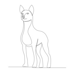standing dog drawing in one continuous line, vector