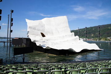 Lake stage in Bregenz on Lake Constance