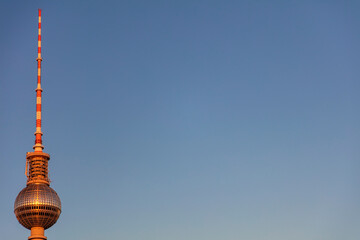 Berlin Television Tower in Golden Evening Sunshine, Berliner Fernsehturm, Berlin, Germany © Darren Baker