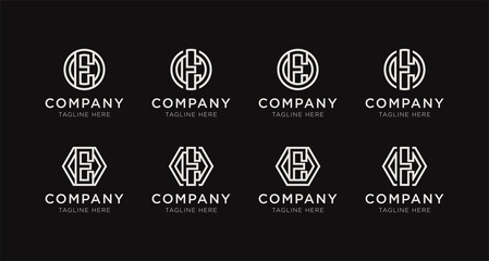 Set of letter E monogram logo design bundle. The logo can be used for any company business.	