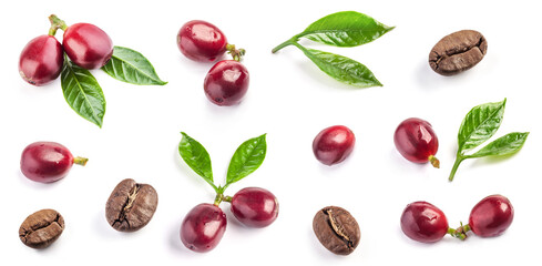 Coffee beans isolated on white background