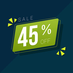 45% off. Green rectangular shape 45 percent off. Green label for sale