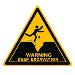 Danger Deep excavation sign vector. Safety sign
