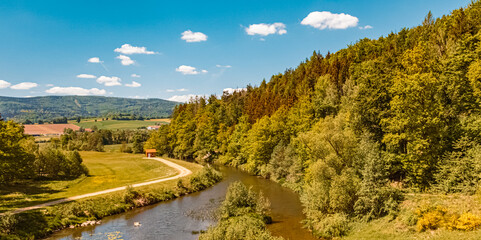 Beautiful summer view at the famous Drachensee lake, Furth im Wald, Bavarian forest, Bavaria, Germany