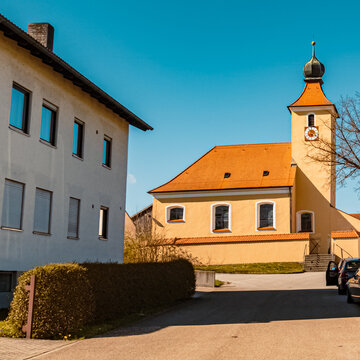 Beautiful church on a sunny summer day at Bitz, Denkendorf, Bavaria, Germany