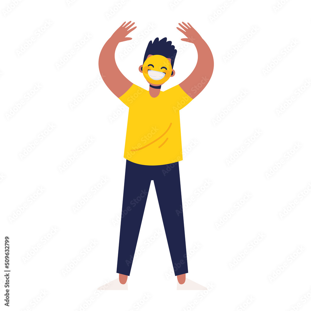 Poster young man happy emoji