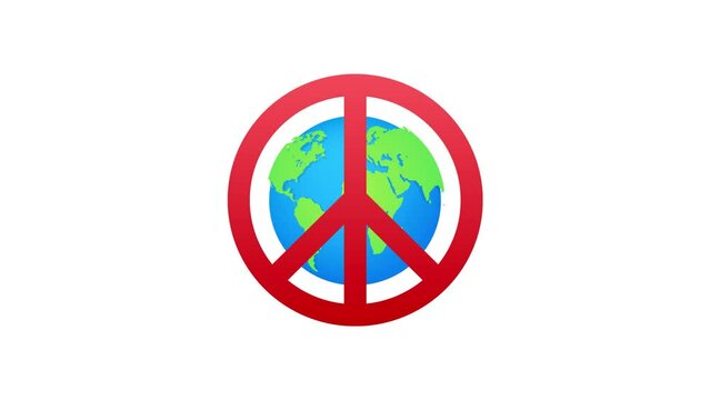 Peace world sign, great design for any purposes. Flat Motion graphics . Happy people. World map icon 4k