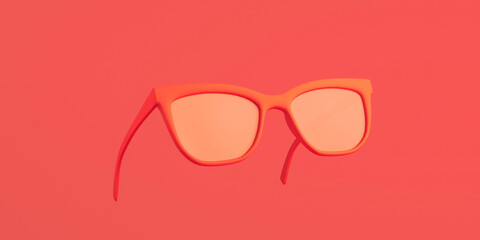 Sunglasses on yellow background. Summer concept. Copy space. 3D illustration.