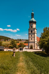 Fototapeta premium The famous monastery at Neukirchen beim Heiligen Blut, Bavarian forest, Bavaria, Germany
