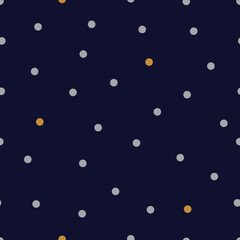 Decorative christmas abstract polka dots in the style of the 60s.
 Gold polka dot vector seamless pattern. Can be used in textile industry, paper, background, scrapbooking.
