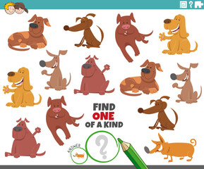 one of a kind task for children with cartoon dogs
