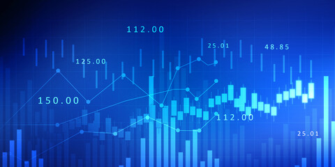 2d rendering Stock market online business concept. business Graph 