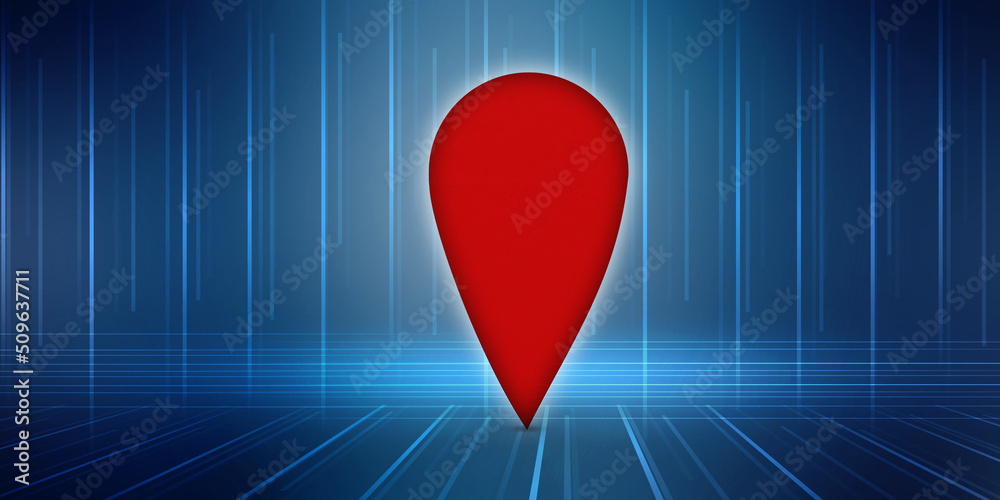 Poster 3d rendering red map pointer