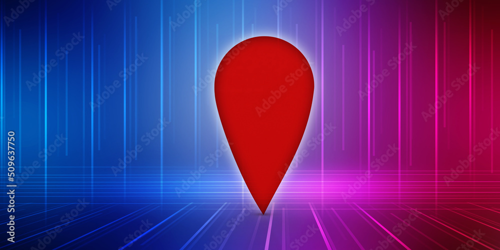 Poster 3d rendering red map pointer