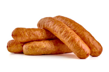Smoked hungarian sausage, isolated on white background.
