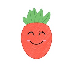 Cute cartoon strawberry with different emotions. Cute emoticons with different facial expressions.Funny emoticon in flat style.
