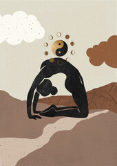 Mindful yoga meditation poster. Abstract landscape.  - 509639380