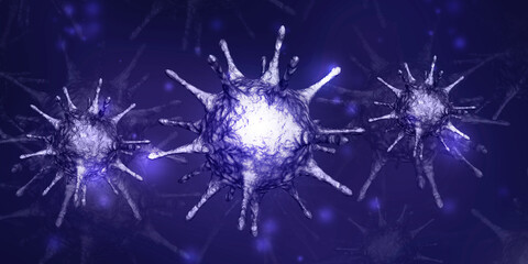 3d render Corona virus microscopic view