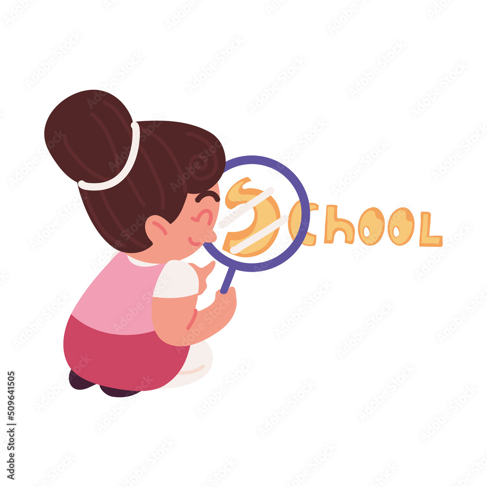 Sticker student with magnifier